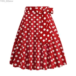 Röcke Skorts Polka Dot 50er Jahre Vintage Frau Tunika Rock Hohe Taille Plissee Midi Retro Kleidung Audrey Hepburn Chic Swing Beach Skater yq240328