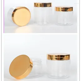 Storage Bottles 20pcs/lot 50g 100G 120G 150G 200G 250G Empty Translucent Plastic Jar With Gold Lid Cosmetic Facial Cream Hair Pomade Pots