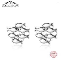 Studörhängen Kameraon 2024 925 Sterling Silver Fashion Ins Cute Fish Shoal For Women Girls Fine Spring Jewelry Gift