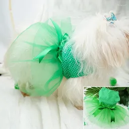 Hundebekleidung Sommer-Prinzessin-Kleider für kleine Hunde, grüne Tupfen, Katzenröcke, Tutu-Kleid, Kleidung für Chihuahua-Welpen