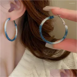 Hoop Huggie Earrings Large Fabric Round Circle Geometry For Women Light Luxury Style Fashion Versatile Jewelry Drop Delivery Ot9Vd