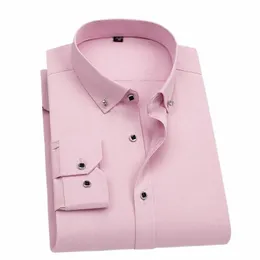 Kristal Butt Erkekler İçin Yeni Fi Gömlek LG Sleve Elastik N-IR Busines Gençlik Beyaz Sosyal Gömlek Bluz Erkek Giyim 49la#