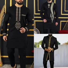 Men Dashiki In 2-piece Full Pant Sets African Traditional Outfit Long Sleeve Mens Luxury Clothing Kaftan Elegant Brand Suit 240313