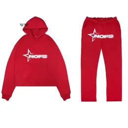 Tute da uomo Streetwear NOFS Felpa con cappuccio Y2K Set da 2 pezzi Uomo Hip Hop Lettera Stampa Felpa con cappuccio oversize Pantaloni sportivi Pantaloni casual Abbigliamento sportivo 9909