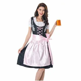 Tyskland Traditi Bavarian Dirndl Beer Girl Fancy Dr Sexiga kvinnor Oktoberfest Maid Wench Cosplay Costume W1WC#