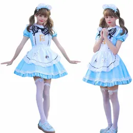 Alice in Wderland Princ Dr Lovely Blue Lolita Costume da cameriera Cosplay Party Fantasia Stage Performance Uniform Plus Size I0QO #