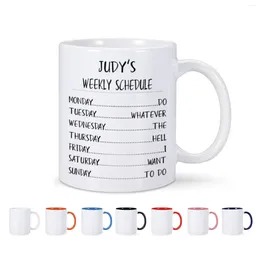 Canecas Engraçado Agenda Semanal Caneca de Cerâmica Nome Personalizado Água Chá Leite Copo Drinkware para Mulher Homem Amigo Família Criança Presente Personalizado