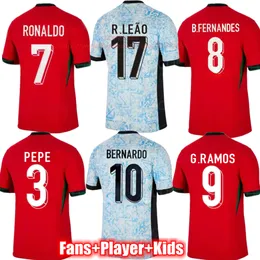 R. Leao Bernardo Euro 2024 포르투갈 축구 유니폼 B. Fernandes G. Ramos Pepe Home Football Shirts 24 25 Cancelo 선수 팬 남녀 Trikot