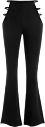 Pantaloni a vita alta da donna ZAFUL con cut-out Pantaloni a zampa con texture bootcut a scala Pantaloni a gamba larga da notte