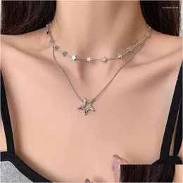 Chains Irregar Star Pendant Necklaces Y2K Punk Hip Hop Pentagram Necklace For Women Aesthetic Korean Fashion Jewelry Gift Drop Deliver Otsr7