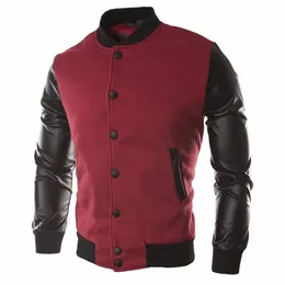 2023 New Men's Casual Baseball Jacket Fi Male Slim Patchwork Jacket Mens Slim Fit College Varsity Jacket Streetwear i5Po#