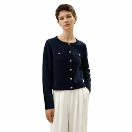 Giacca in lana merino lilysilk per donna 2024 Primavera New Butted Girocollo Elegante esterno Piccolo cappotto profumato Nave libera W9ZM #