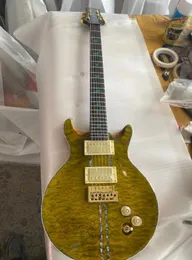 Sällsynta Reed Smith Privat Santana Green Apricot Quilted Maple Top Electric Guitar Mahogny Body Green Buds Inlay Abalone Stripes Tremolo Bridge Gold Hardware