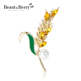 Broches BeautBerry strass orelha dourada de trigo broche estilo planta pino festa de escritório acessório casual presente