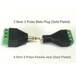 2024 10PCS CCTV PHONO Plug Jack de 35 mm Adaptador masculino / fêmea com 3 pinos AV parafuso Balun Conector de terminal CCTV PHONO PULL JACK 3 POSTOS