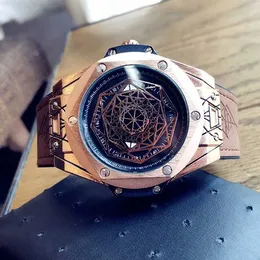 Style europejskie i amerykańskie trend modowy męski Waterproof Watch Student Watch Mens Large Dial Skórzany zegarek osobowość kwarcowy Zegarek Mężczyźni