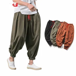 fgkks primavera uomo allentato pantaloni harem lino cinese sovrappeso pantaloni sportivi di alta qualità casual marca pantaloni oversize maschio K2Jb #