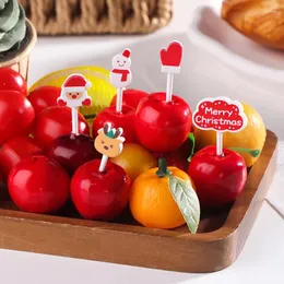 Forchette Buon Natale Animale Forchetta da frutta Plastica di grado Mini Cartoon Kid Torta Stuzzicadenti Bento Pranzo Decorazione del partito