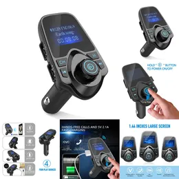 ترقية T11 LCD Bluetooth Hands-Free Car Auto Kit A2DP 5V 2.1A USB Charger FM Transmitter Wireless Music Player مع حزمة