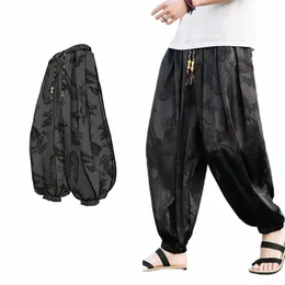 FGKKS 2023 Utomhusmärken Pants for Men LCE Silk Drag Dark fr Loose Bloomers High Quality Wide Leg Casual Byxor Male O0IV#