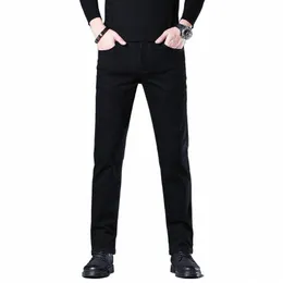 Vier Seass Herren Black Slim Straight Jeans Classic Wed Elastizität Cott Denim Hosen Vielseitige FI Koreanische männliche Kleidung C4CH #