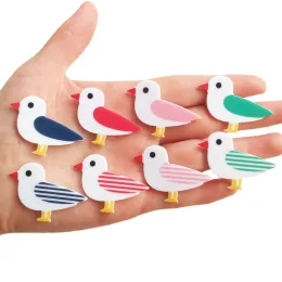 Miniatury 50pcs 40*28 mm kreskówka 8 kolorów Seagull Flatback żywiczne włosy Łuk wielokolorowy ptak płaska