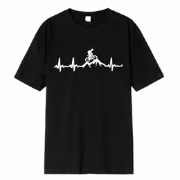 Mountain Bike Battito Cardiaco Bike Stampa Mens T-shirt Casual Stampa 2023 Estate Maniche Corte NERO Tshirt Tees Plus Size Camiseta 15ZO #