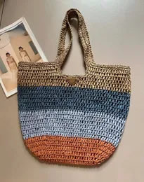 Designer Summer Beach Bags Raffia Straw Large Totes Colorful Female Luxury Brand Fashion Woven Shopping Shopping Bag Hollow Out Handbag Stor kapacitet 2662