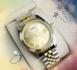 Popular data automática masculina 3 ponteiro relógios de luxo banda aço inoxidável movimento quartzo relógio negócios lazer presidente pulseira relógio pulso montre de luxe presentes