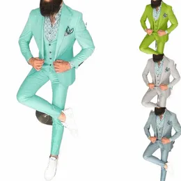 2021 Son Turkuaz Düğün Erkekler Takım Seti İnce Fit Prom Groom Dr Tuxedo Turuncu Blazer En İyi Adam Ceket Yelek Pantolon 3 Parçası 399S