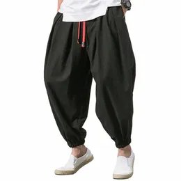 Fgkks New Oversize Men Loose Harem Pants Outono Chinês Linho Overweight Sweatpants Alta Qualidade Casual Marca Calças Masculinas Q9sw #