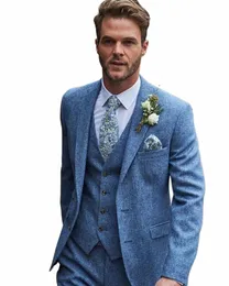 Blauer Mantel-Hose-Mann-Klage-Smoking-Mann-Kind-Hochzeitsanzüge 3 Stück Luxus-elegante Dr. Benutzerdefinierte Größe Blazer Outfit Schneiderei Pants3pc z0o0 #
