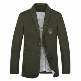 Herbst Blazer Jacke Männer Cott Stickerei Busin Casual Jacken College Stil Slim Mantel Chaquetas Hombre Plus Größe M-4XL