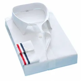 男子服の古典的な白い黒いシャツ韓国の服のシャツカバーされたプラケットフォーマルブシン標準フィットLGスリーブシャツE7I6＃