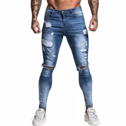 Gingtto Skinny Jeans Men Slim Fit Mens Mens Jeans Big and Tall Stretch Blue Jens for Men Disticed Fixlist ZM39 X7ic#