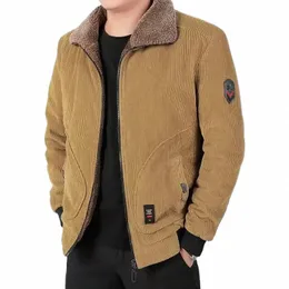 Winterjacke Männer Dicke Warme Corduroy Cott Parkas Männer Casual Lose Umlegekragen Multi Taschen Parkas Homme Invierno Mantel P5ub #