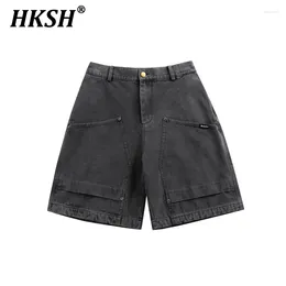 Herrshorts HKSH Summer Fashion Tide Chic Snowflake Work Trendy Brand Casual Split Pants High Street Pockets HK0409
