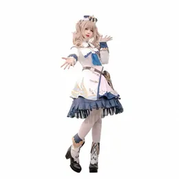 Genshin Impact Project Barbara Cosplay Boots Shoes Wig Barbara Girls Prince Dres Lolita Maid Clothers for Women Halen C5RS＃