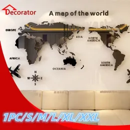 Naklejki nordycka mapa świata akryl 3D Wall Decal Office Study, salon, sofa, dekoracja ściany w tle