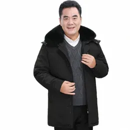 real Fur Collar Winter Mid-length Down Jacket Men Thicken Warm 90% White Duck Down Removable Lining Brand Men Clothing Busin Y7rA#