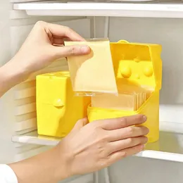 プレートスライスチーズコンテナ2PCSスライスホルダープラスチック冷蔵庫ボックス耐久性のある簡単なインストール
