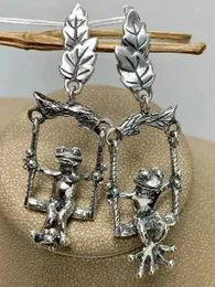 Dangle Earrings Bohemian Vintage Silver Color Little Frog For Women Girls Creative Design Leaf Swing Earring Party Jewelry Gifts