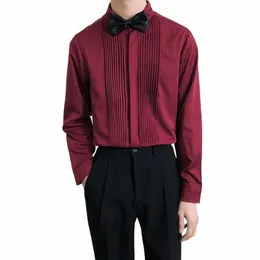 Burdy dżentelmen Dr koszulki dla męskich Slim Fit Luksusowa bluzka Bluzka Społeczne przyjęcie ślubne Tuxedo Tuxedo Tuxedo Tuxedo Męskie Mankiety Elegancki 78xz#