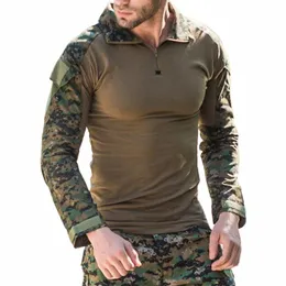 Exército estilo sapo terno topos táticas de treinamento ao ar livre dos homens camuflagem uniforme masculino moletom lg-manga zip-up retalhos homem topo i7jh #