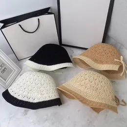 Fashion Designer Summer Bucket Hats Hollow Woven Cap for Women Beach Holiday Accessories Summer Sun Hat 26812