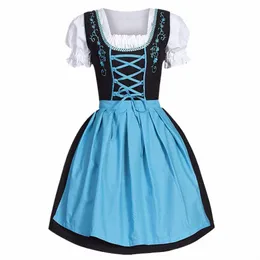 Vinateg Fr Embroidery Women Lolita Maid CostumesBavarian OktoberFest Square Collar Prince Short Sleeve Bnadage Vestidos K3ve＃