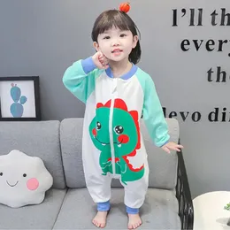 Baby Sleeping Bag Cotton Autumn Kick Proof Quilt Cartoon Cute Childrens Onepiece Pajamas Long Sleeved Stitch 240325