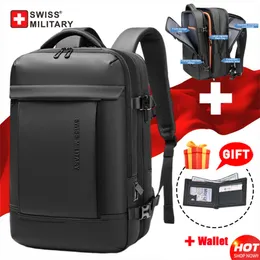 SWISS MILITAR New Travel Men Business School Expansível USB Bolsa Grande capacidade 17 Laptop Mochila à prova d'água