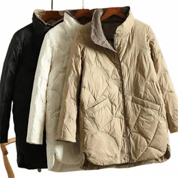 2022 outono inverno mulheres quente grosso pato branco para baixo jaqueta parkas fino gola solta para baixo casaco senhoras lg puffer outwears r5cw #