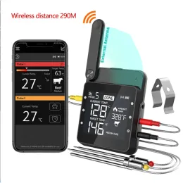 Messgeräte Digitales Lebensmittelthermometer Wifi Smart Wiederaufladbare drahtlose Fernbedienung Fleischkochen BBQ für Steakofen Grill Smoker mit Magnet